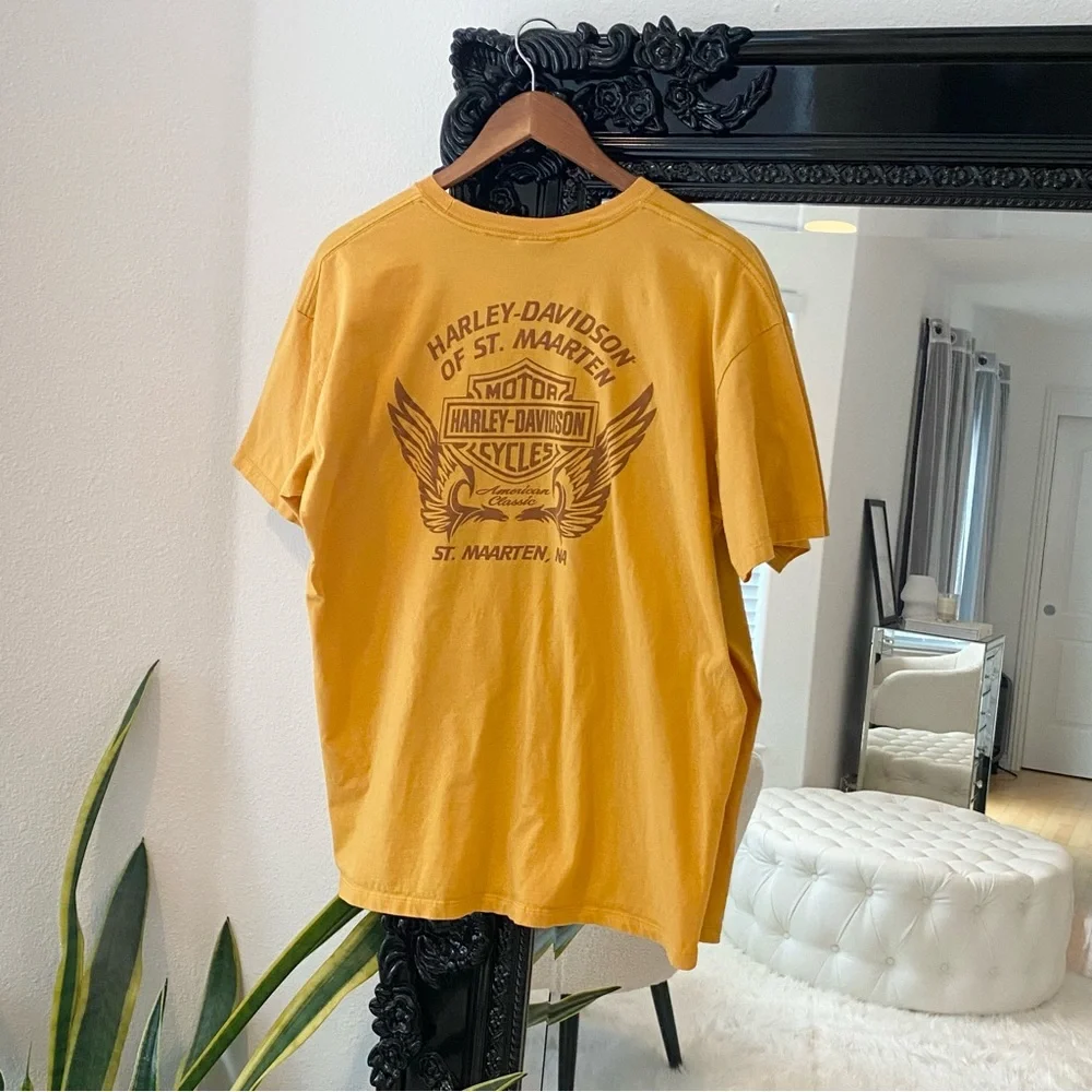 Harley Davidson | Men’s Yellow St. Maarten Oversized Graphic Tee - Picture 2 of 4